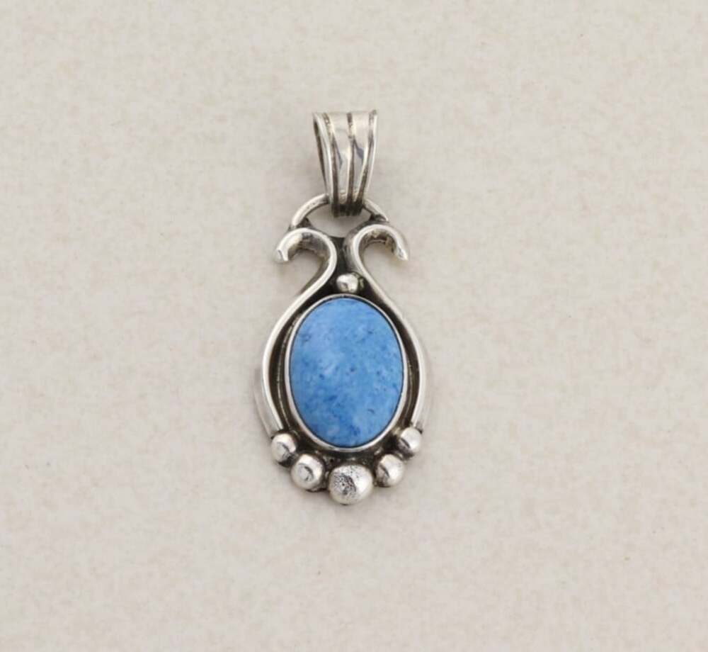 Sterling Silver Lapis Lazuli Pendant 1 1/2" x 5/8" inch